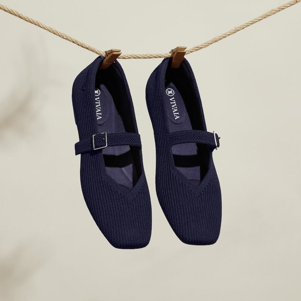 Vivaia Margot Mary Jane Comfort Washable Arch Support Flats Navy 10.5 Wide